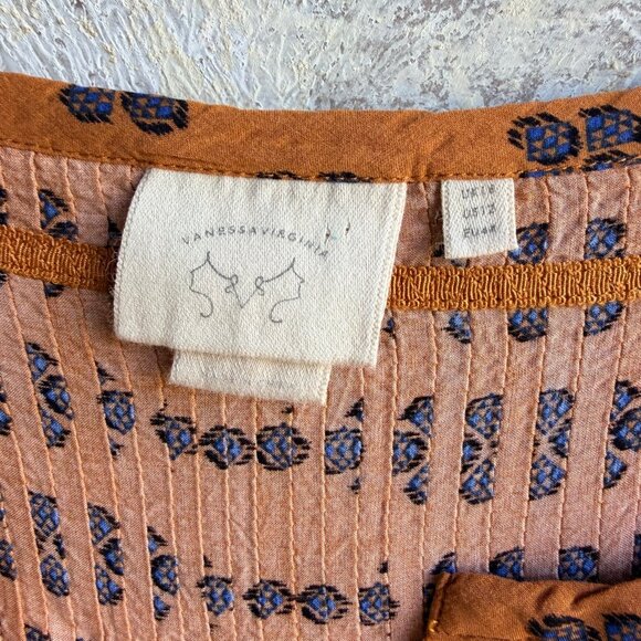 Vanessa Virginia "Madhia" 3/4 Sleeve V-Neck Peasant Geo Blouse Women's Size 12. - Picture 3 of 8